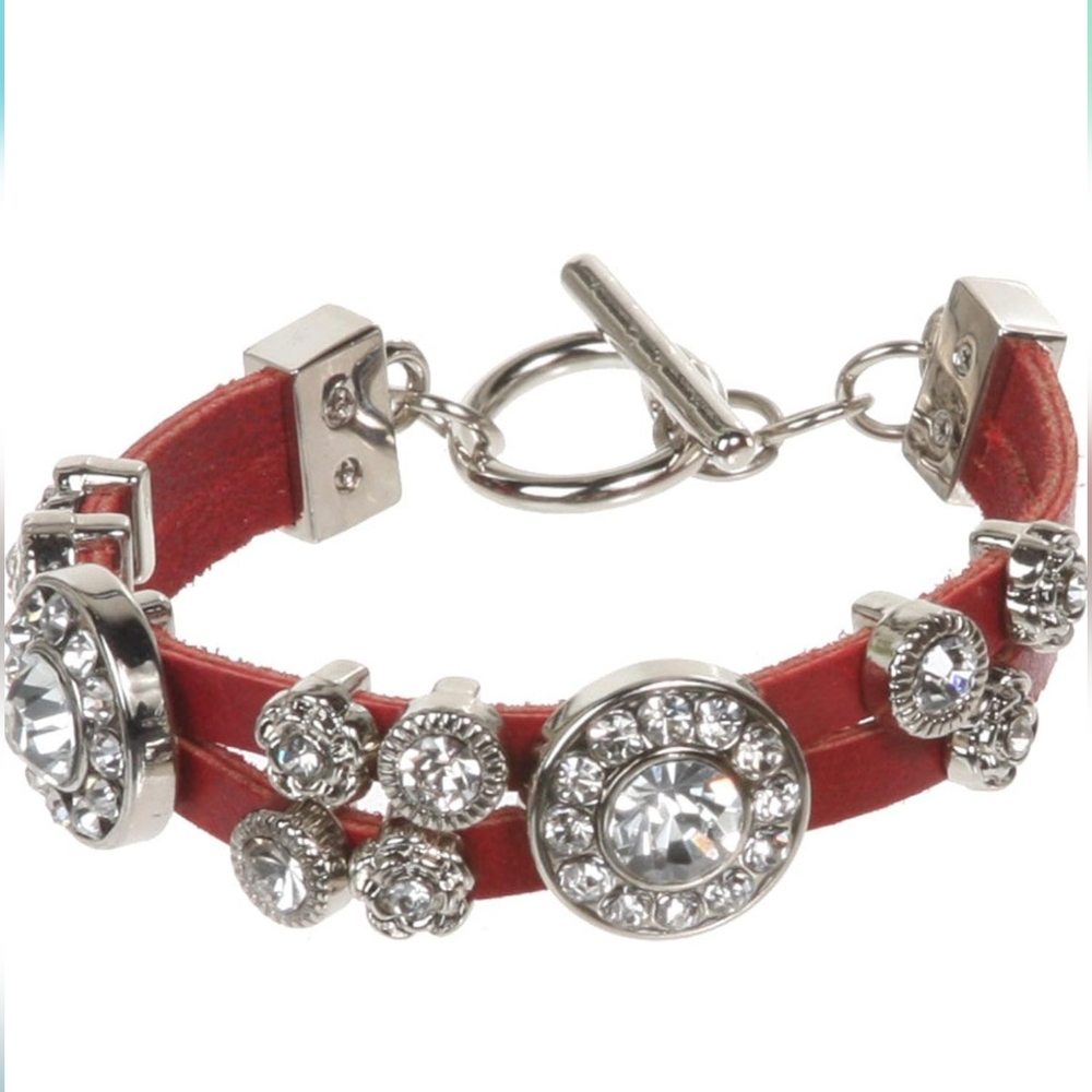Elegant Red and Silver Crystal Bracelet